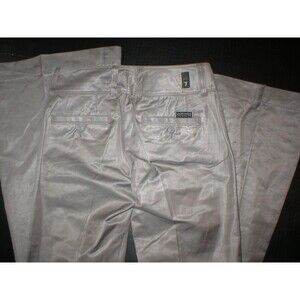 New $215 Womens 26 7 for all mankind Pants Super Flare Trouser Mocha Satin Twill